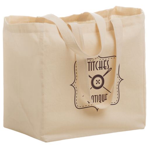 Custom Printed Cotton Canvas Grocery Tote Bag (12"x8"x13") - Screen Print - CN12813-SP